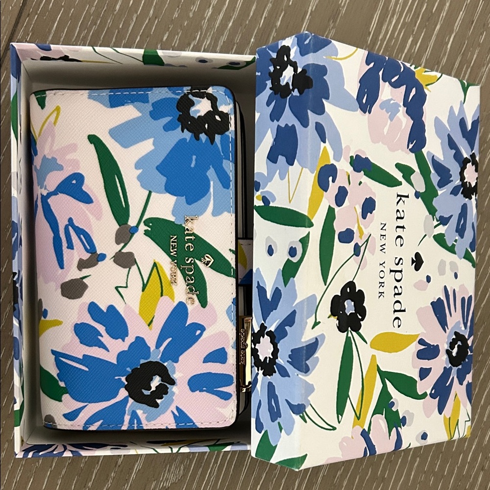Kate Spade Blue and Pink Floral Wallet